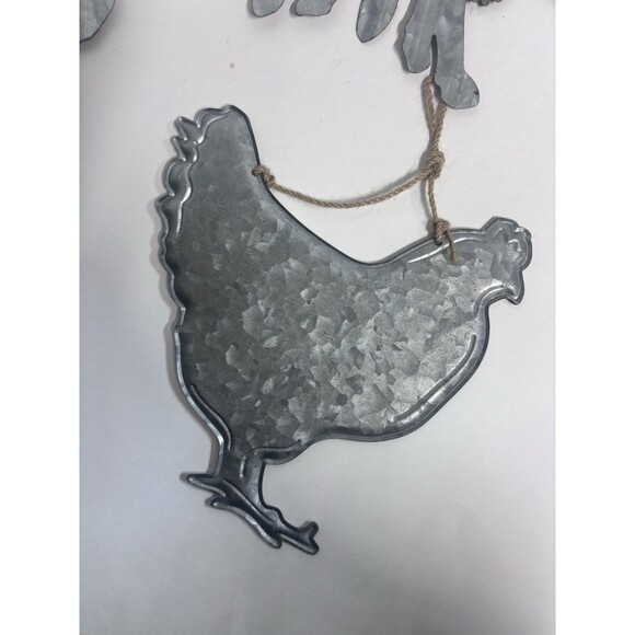 3 Metal Wall Hangings Farmhouse Decor Rustic Pig Cow Hen - Picture 7 of 10
